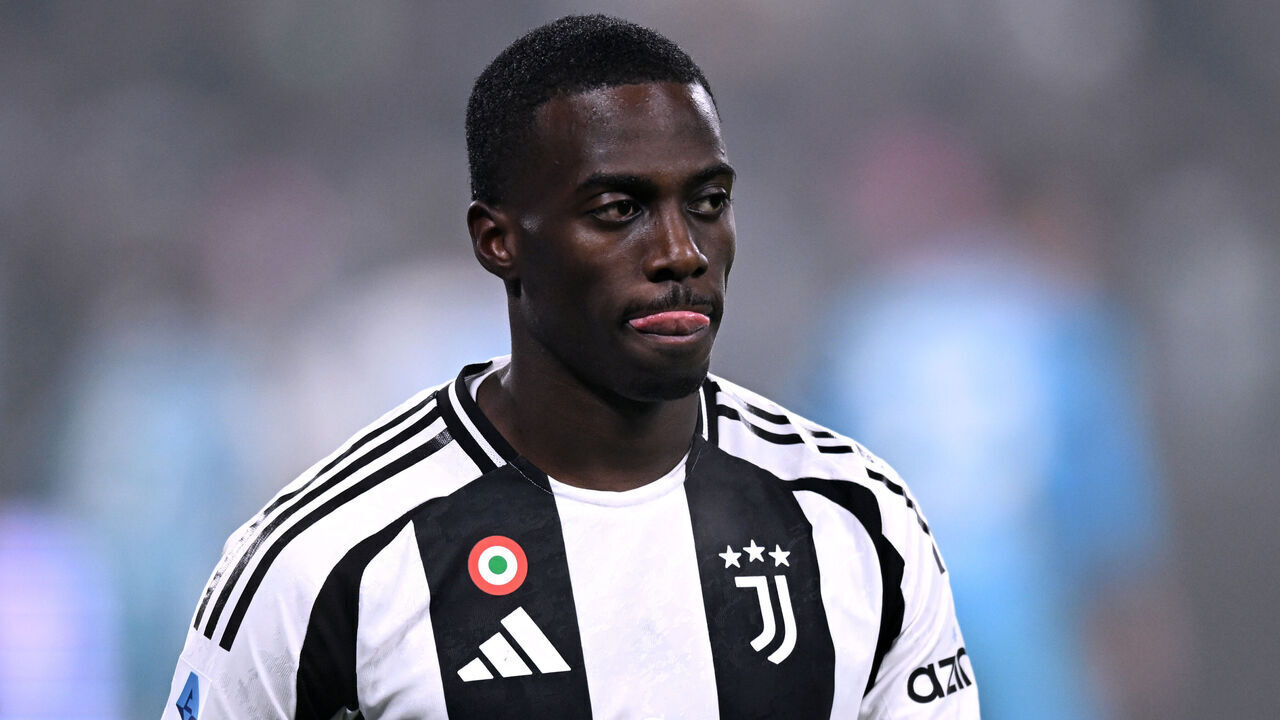 TURIN, ITALY - DECEMBER 14: Timothy Weah of Juventus FC looks on during the Serie A match between Juventus and Venezia at Allianz Stadium on December 14, 2024 in Turin, Italy.