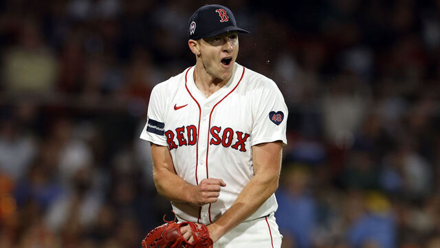 Boston, MA - September 11: Boston Red Sox pitcher Nick Pivetta reacts after a strike out against the Baltimore Orioles during the fifth inning at Fenway Park. (Danielle Parhizkaran/The Boston Globe via Getty Images)