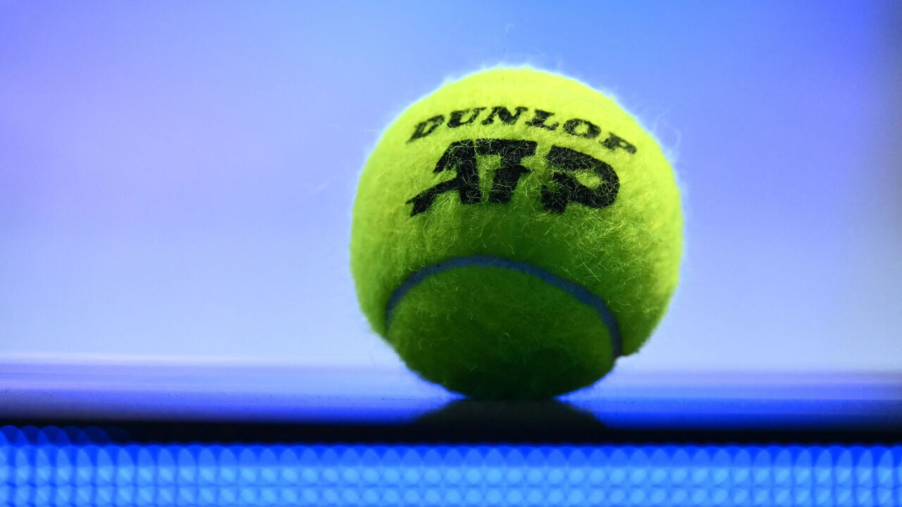 A picture shows an official tennis ball Dunlop during the ATP Finals tennis tournament in Turin on November 12, 2024.