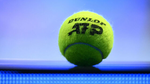 A picture shows an official tennis ball Dunlop during the ATP Finals tennis tournament in Turin on November 12, 2024.