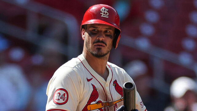 ST LOUIS, MISSOURI - JUNE 29: Nolan Arenado #28 of the St. Louis Cardinals walks back to the batter's box after a pitch in the eighth inning during a game against the Cincinnati Reds at Busch Stadium on June 29, 2024 in St Louis, Missouri.