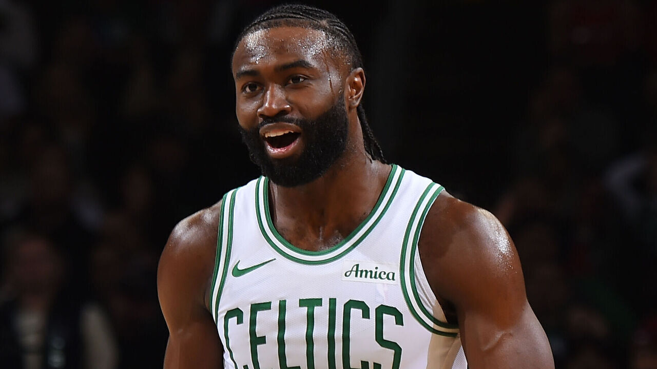 BOSTON, MA - DECEMBER 19: Jaylen Brown #7 of the Boston Celtics celebrates during the game against the Chicago Bulls on December 19, 2024 at TD Garden in Boston, Massachusetts. NOTE TO USER: User expressly acknowledges and agrees that, by downloading and/or using this Photograph, user is consenting to the terms and conditions of the Getty Images License Agreement. Mandatory Copyright Notice: Copyright 2024 NBAE
