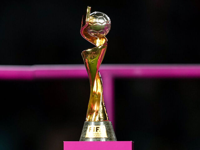 SYDNEY, AUSTRALIA - AUGUST 20: Women's World Cup trophy after the FIFA Women's World Cup Australia & New Zealand 2023 Final game between England and Spain at Stadium Australia on August 20, 2023 in Sydney, Australia.