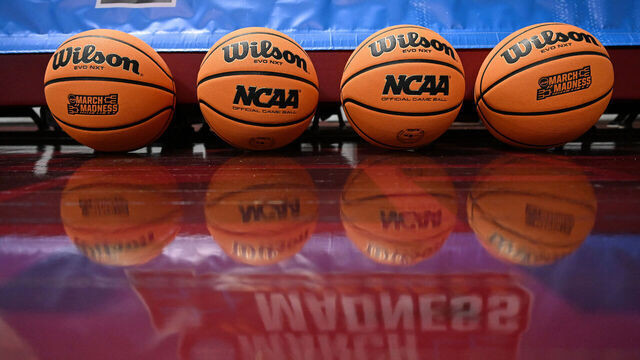 BLACKSBURG, VIRGINIA - MARCH 20: A view of basketballs before the First Four round of the 2024 NCAA Women's Basketball Tournament between the Vanderbilt Commodores and the Columbia Lions held at Cassell Coliseum on March 20, 2024 in Blacksburg, Virginia.