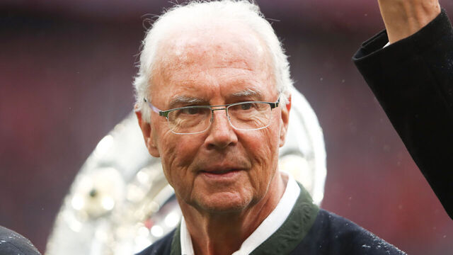 MUNICH, GERMANY - MAY 04: Franz Beckenbauer looks on prior to the Bundesliga match between FC Bayern Muenchen and Hannover 96 at Allianz Arena on May 04, 2019 in Munich, Germany.