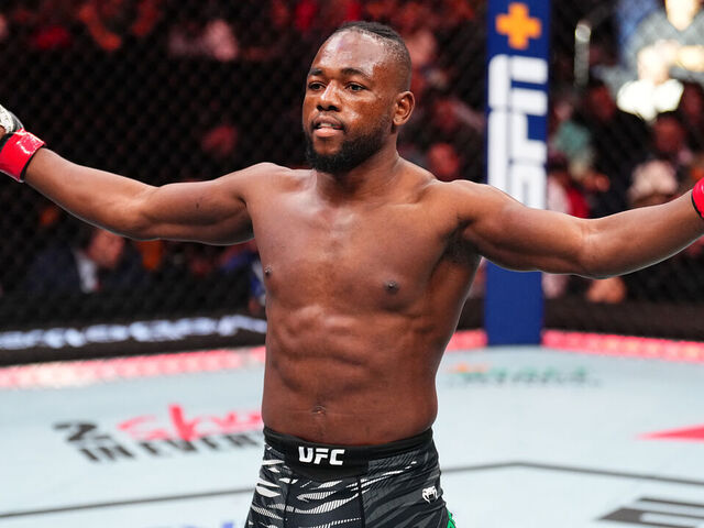 TAMPA, FLORIDA - DECEMBER 14: Manel Kape of Angola prepares to face Bruno Silva of Brazil in a flyweight fight during the UFC Fight Night event at Amalie Arena on December 14, 2024 in Tampa, Florida.