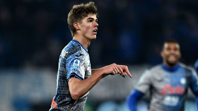 BERGAMO, ITALY - DECEMBER 22: Charles De Ketelaere of Atalanta celebrates his goal during the Serie A match between Atalanta and Empoli at Gewiss Stadium on December 22, 2024 in Bergamo, Italy.
