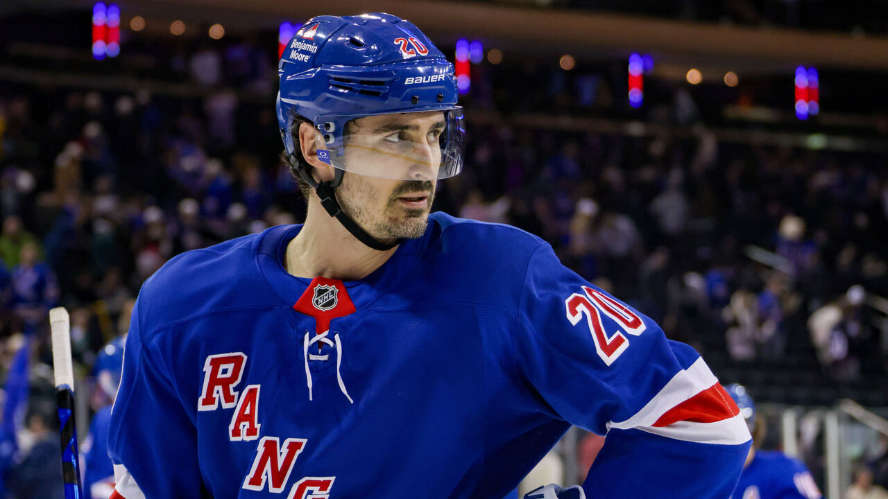 NEW YORK, NY - DECEMBER 08: New York Rangers Left Wing Chris Kreider (20) is pictured following the National Hockey League game between the Seattle Kraken and the New York Rangers on December 8, 2024 at Madison Square Garden in New York, NY.