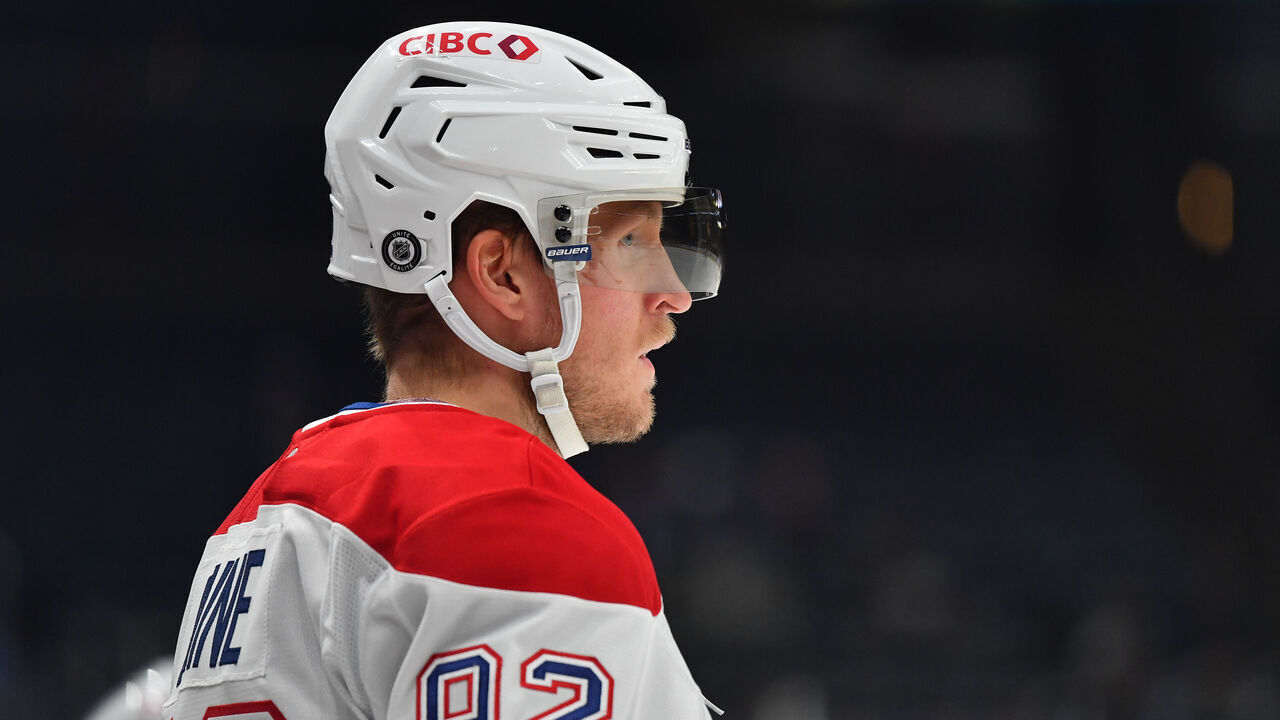 COLUMBUS, OHIO - DECEMBER 23: Patrik Laine #92 of the Montreal Canadiens warms up prior to a game against the Columbus Blue Jackets at Nationwide Arena on December 23, 2024 in Columbus, Ohio.