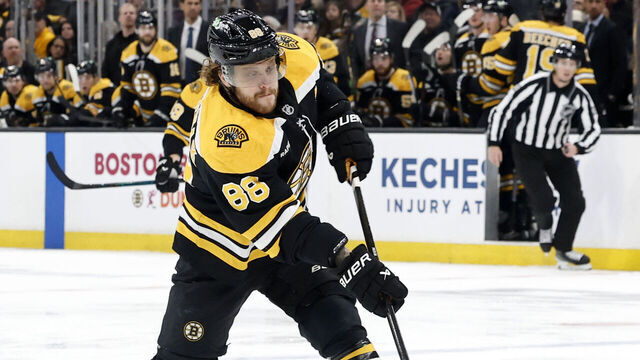 BOSTON, MA - DECEMBER 21: Boston Bruins right wing David Pastrnak (88) cranks a shot during a game between the Boston Bruins and the Buffalo Sabres on December 21, 2024, at TD Garden in Boston, Massachusetts.