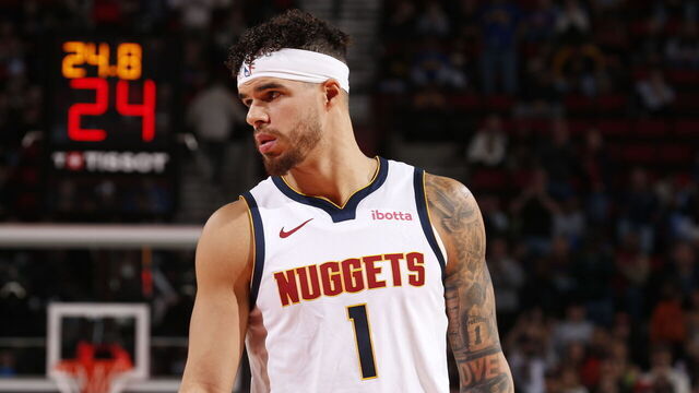 PORTLAND, OR - DECEMBER 19: Michael Porter Jr. #1 of the Denver Nuggets during the game against the Portland Trail Blazers during a regular season game on December 19, 2024 at the Moda Center Arena in Portland, Oregon. Mandatory Copyright Notice: Copyright 2024 NBAE