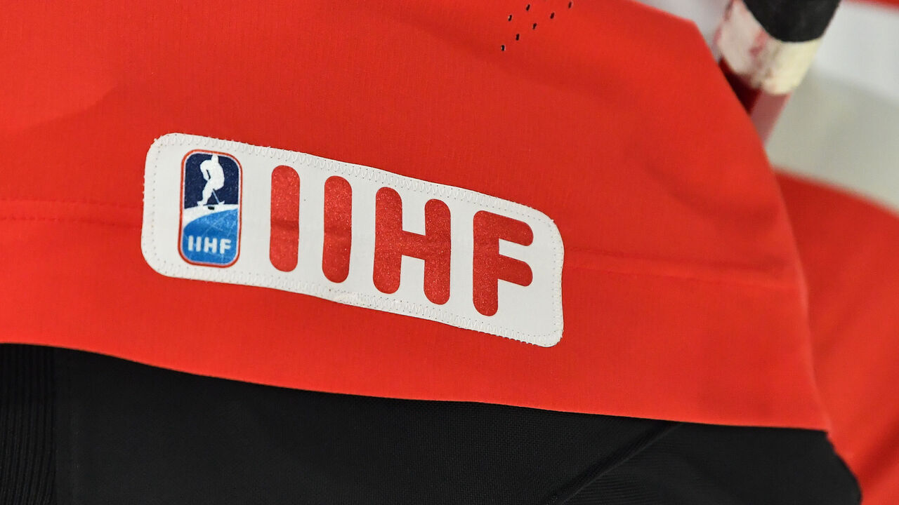 HALIFAX, CANADA - DECEMBER 30: A detailed view of the IIHF logo on a jersey during the second period between Team Germany and Team Austria in the 2023 IIHF World Junior Championship at Scotiabank Centre on December 30, 2022 in Halifax, Nova Scotia, Canada. Team Germany defeated Team Austria 4-2.