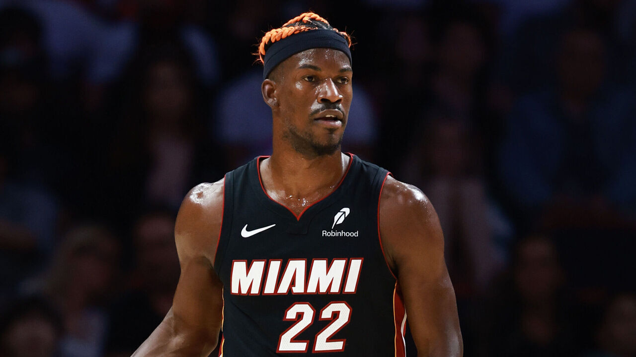 MIAMI, FLORIDA - DECEMBER 20: Jimmy Butler #22 of the Miami Heat controls the ball against the Oklahoma City Thunder during the first half at Kaseya Center on December 20, 2024 in Miami, Florida. <<enter caption here>> during the second half at Kaseya Center on December 04, 2024 in Miami, Florida.