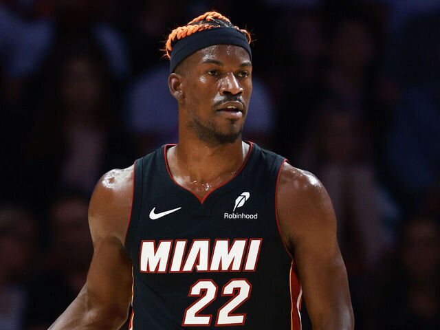 MIAMI, FLORIDA - DECEMBER 20: Jimmy Butler #22 of the Miami Heat controls the ball against the Oklahoma City Thunder during the first half at Kaseya Center on December 20, 2024 in Miami, Florida. <<enter caption here>> during the second half at Kaseya Center on December 04, 2024 in Miami, Florida.