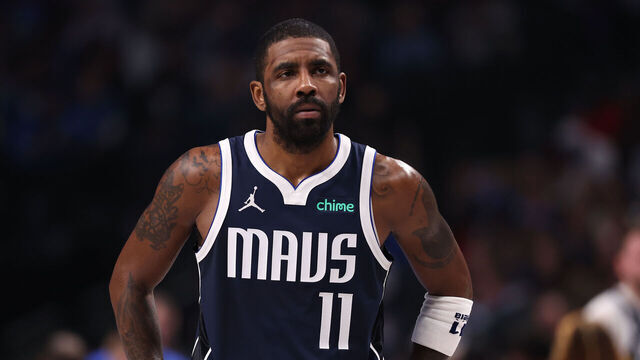 DALLAS, TEXAS - DECEMBER 23: Kyrie Irving #11 of the Dallas Mavericks looks on during the first half against the Portland Trail Blazers at American Airlines Center on December 23, 2024 in Dallas, Texas. NOTE TO USER: User expressly acknowledges and agrees that, by downloading and/or using this photograph, user is consenting to the terms and conditions of the Getty Images License Agreement.