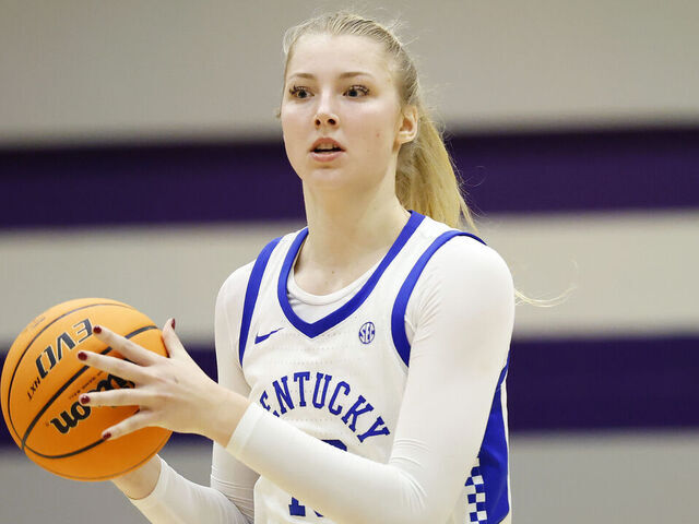 NASHVILLE, TENNESSEE - NOVEMBER 26: Clara Strack #13 of the Kentucky Wildcats looks on during the second half between the Kentucky Wildcats and the Arizona State Sun Devils on November 26, 2024 in Nashville, Tennessee.