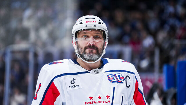 TORONTO, ON - DECEMBER 28: Alex Ovechkin #8 of the Washington Capitals looks on during the first period against the Toronto Maple Leafs at the Scotiabank Arena on December 28, 2024 in Toronto, Ontario, Canada.