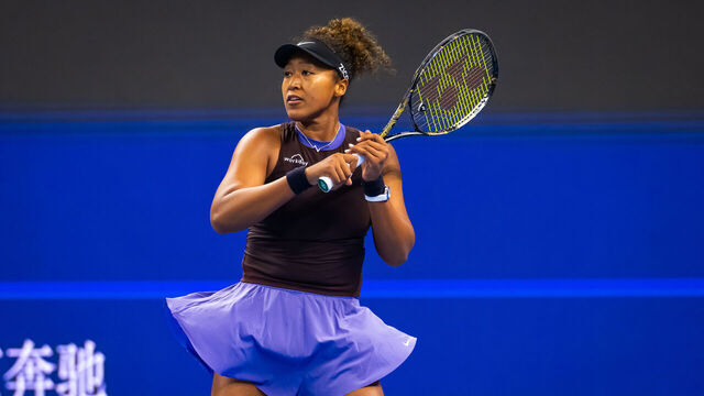 BEIJING, CHINA - OCTOBER 01: Naomi Osaka of Japan in action against Coco Gauff of the United States in the fourth round on Day 9 of the China Open at National Tennis Center on October 01, 2024 in Beijing, China