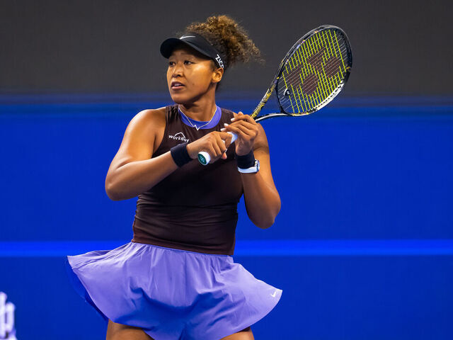 BEIJING, CHINA - OCTOBER 01: Naomi Osaka of Japan in action against Coco Gauff of the United States in the fourth round on Day 9 of the China Open at National Tennis Center on October 01, 2024 in Beijing, China