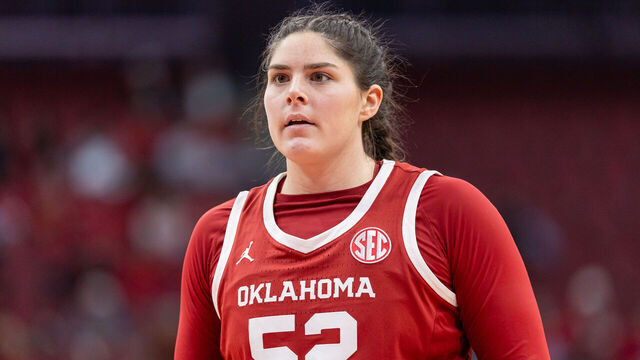 LOUISVILLE, KENTUCKY - DECEMBER 4: Raegan Beers #52 of the Oklahoma Sooners is seen during the game against the Louisville Cardinals at KFC YUM! Center on December 4, 2024 in Louisville, Kentucky.