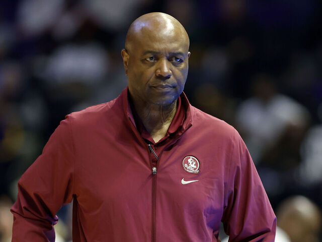 BATON ROUGE, LOUISIANA - DECEMBER 03: Head coach Leonard Hamilton of the Florida State Seminoles reacts to a play during the second half against the LSU Tigers at Pete Maravich Assembly Center on December 03, 2024 in Baton Rouge, Louisiana.