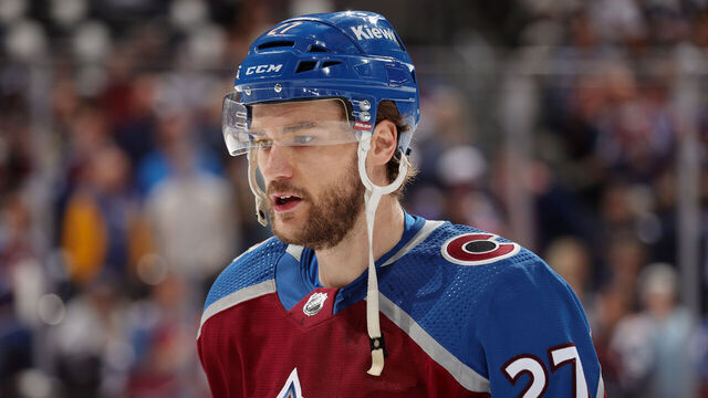 DENVER, COLORADO - MAY 13: Jonathan Drouin #27 of the Colorado Avalanche skates prior to Game Four of the Second Round of the 2024 Stanley Cup Playoffs against the Dallas Stars at Ball Arena on May 13, 2024 in Denver, Colorado.