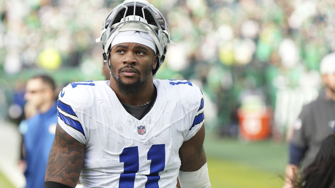 PHILADELPHIA, PA - DECEMBER 29: Dallas Cowboys linebacker Micah Parsons (11) looks on during the game between the Philadelphia Eagles and the Dallas Cowboys on December 29, 2024 at Lincoln Financial Field in Philadelphia, PA.