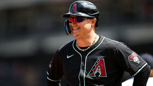 CLEVELAND, OHIO - AUGUST 07, 2024: Joc Pederson #3 of the Arizona Diamondbacks looks on during the first inning in game one of a doubleheader against the Cleveland Guardians at Progressive Field on August 07, 2024 in Cleveland, Ohio.