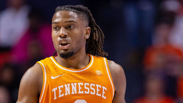 CHAMPAIGN, ILLINOIS - DECEMBER 14: Chaz Lanier #2 of the Tennessee Volunteers brings the ball up court during the game against the Illinois Fighting Illini at State Farm Center on December 14, 2024 in Champaign, Illinois.