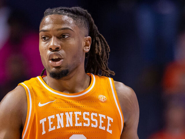 CHAMPAIGN, ILLINOIS - DECEMBER 14: Chaz Lanier #2 of the Tennessee Volunteers brings the ball up court during the game against the Illinois Fighting Illini at State Farm Center on December 14, 2024 in Champaign, Illinois.