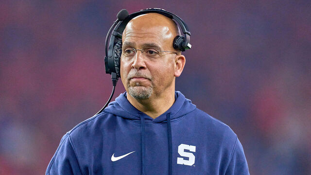 GLENDALE, ARIZONA - DECEMBER 31: Penn State Nittany Lions head coach James Franklin looks on in action during the 2024 Vrbo Fiesta Bowl between the Penn State Nittany Lions and Boise State Broncos at State Farm Stadium on December 31, 2024 in Glendale, Arizona.