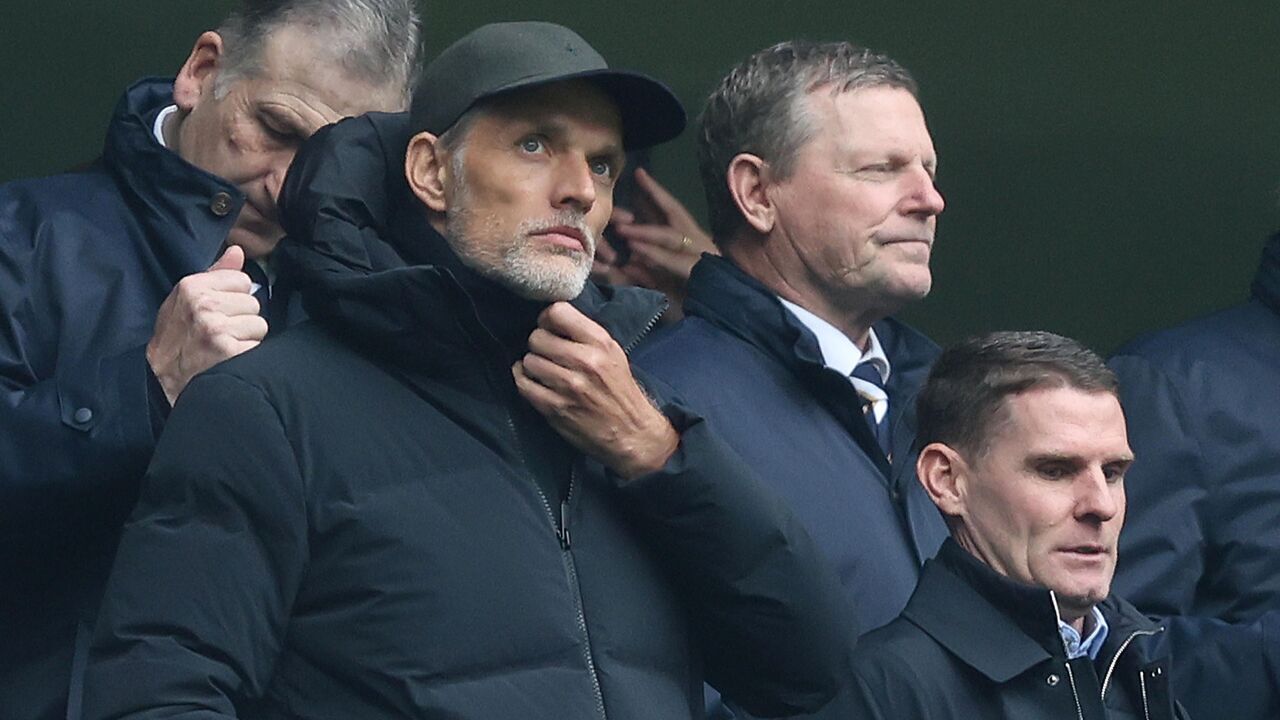 LONDON, ENGLAND - JANUARY 4: Thomas Tuchel Manager of England watches his first Premier League match after taking charge as manager of England on 1st of January 2025 along with Anthony Barry assistant England manager of England during the Premier League match between Tottenham Hotspur FC and Newcastle United FC at Tottenham Hotspur Stadium on January 4, 2025 in London, England.