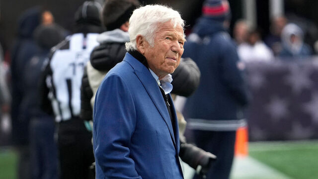 Foxborough, MA - January 5: New England Patriots owner Robert Kraft on the field during pre-game warmups.