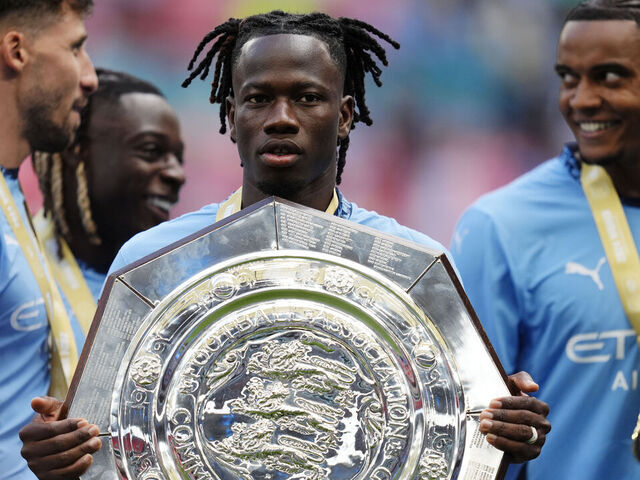 Manchester City's Issa Kabore during the FA Community Shield match at Wembley Stadium, London. Picture date: Saturday August 10, 2024.