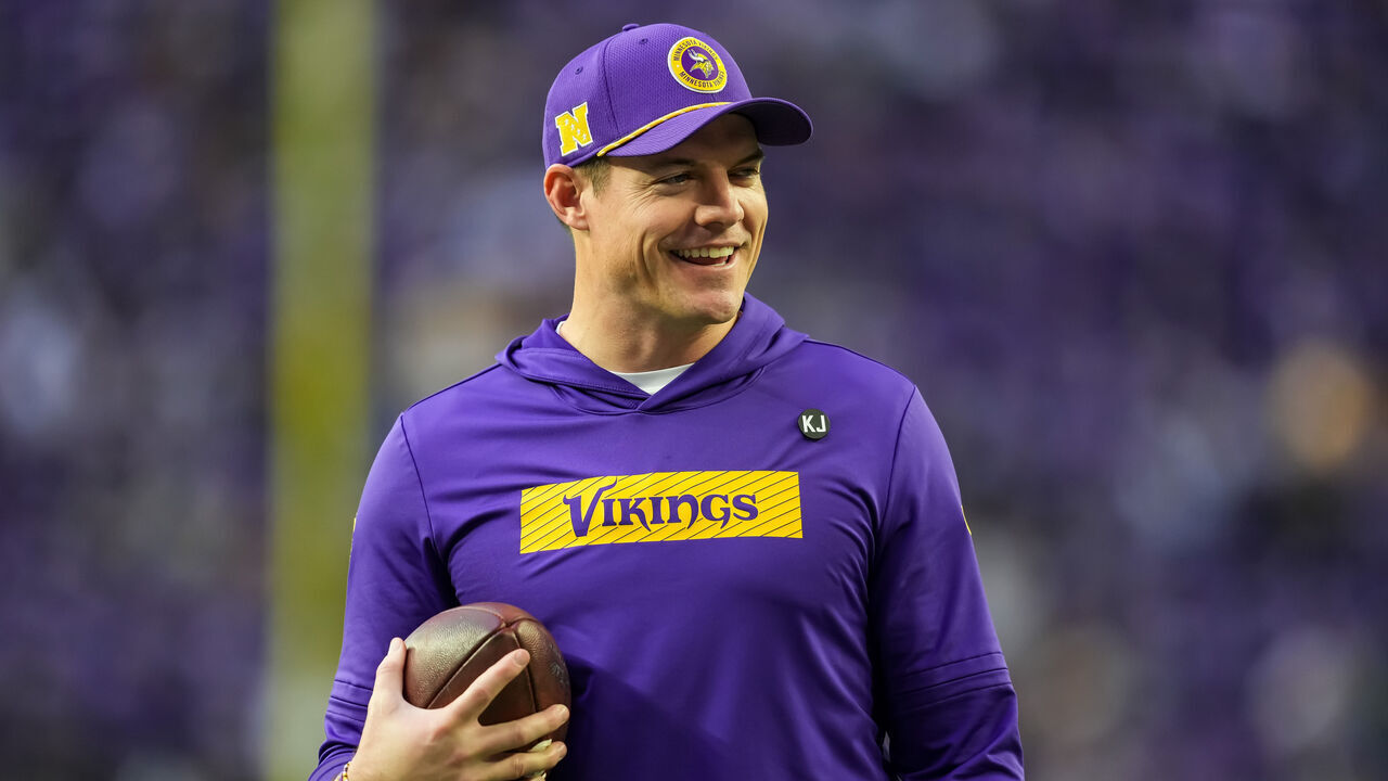 MINNEAPOLIS, MINNESOTA - DECEMBER 29: Head coach Kevin O'Connell of the Minnesota Vikings looks on prior to a game between the Minnesota Vikings and Green Bay Packers at U.S. Bank Stadium on December 29, 2024 in Minneapolis, Minnesota.