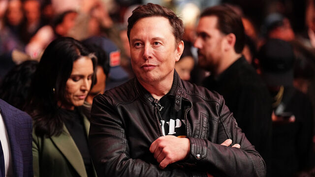 NEW YORK, NEW YORK - NOVEMBER 16: Elon Musk looks on ring sideduring the UFC 309 event at Madison Square Garden on November 16, 2024 in New York City.