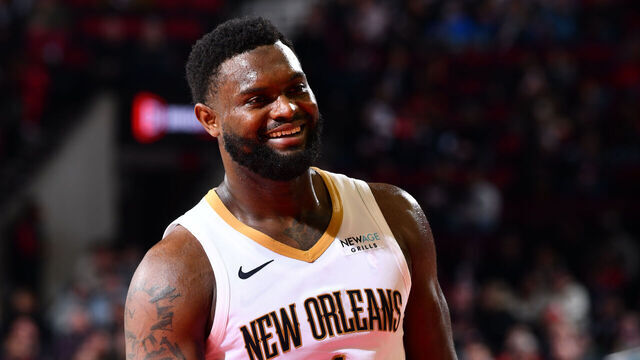 PORTLAND, OR - OCTOBER 25: Zion Williamson #1 of the New Orleans Pelicans smiles during the game against the Portland Trail Blazers on October 25, 2024 at the Moda Center Arena in Portland, Oregon. Mandatory Copyright Notice: Copyright 2024 NBAE