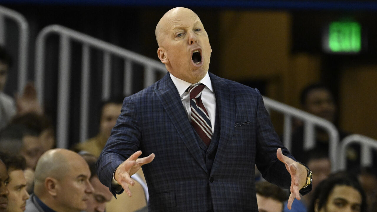 Los Angeles, CA - January 07: Head coach Mick Cronin of the UCLA Bruins reacts against the Michigan Wolverines in the first half of a Men's NCAA basketball game at Pauley Pavilion in Los Angeles on Tuesday, January 7, 2025.