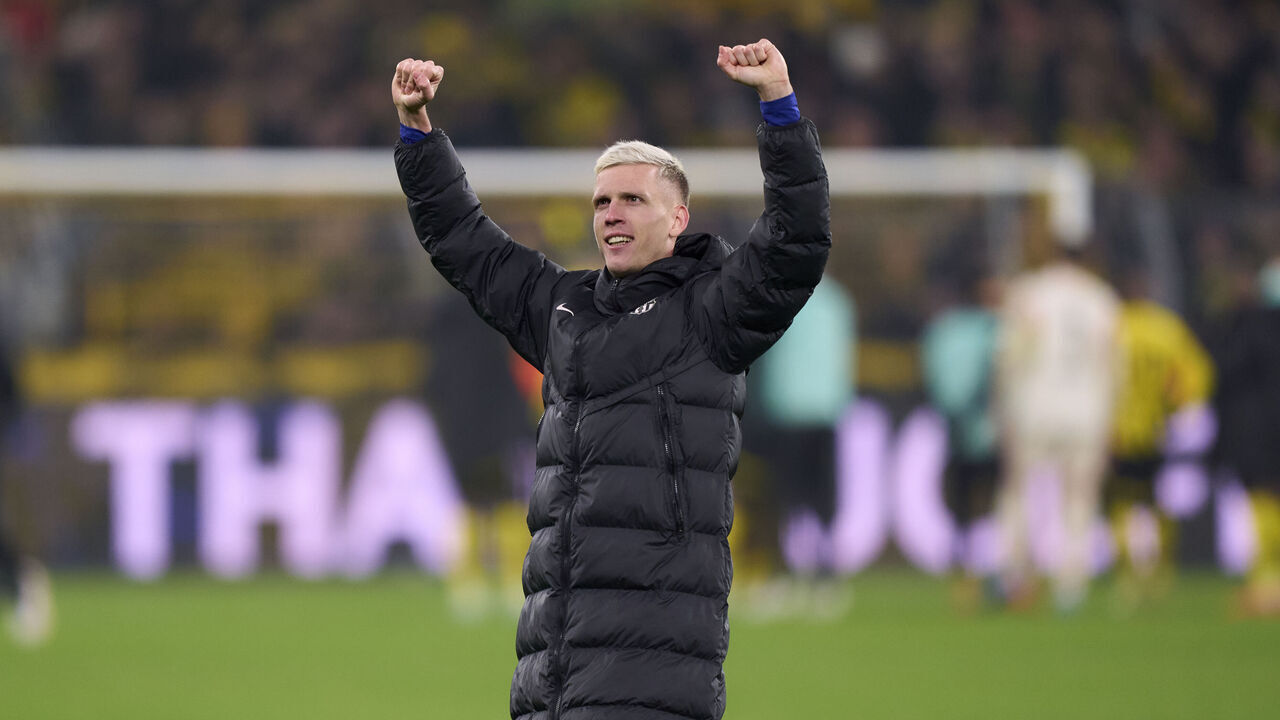 DORTMUND, GERMANY - DECEMBER 11: Dani Olmo of FC Barcelona celebrates victory after the UEFA Champions League 2024/25 League Phase MD6 match between Borussia Dortmund and FC Barcelona at Signal Iduna Park on December 11, 2024 in Dortmund, Germany.