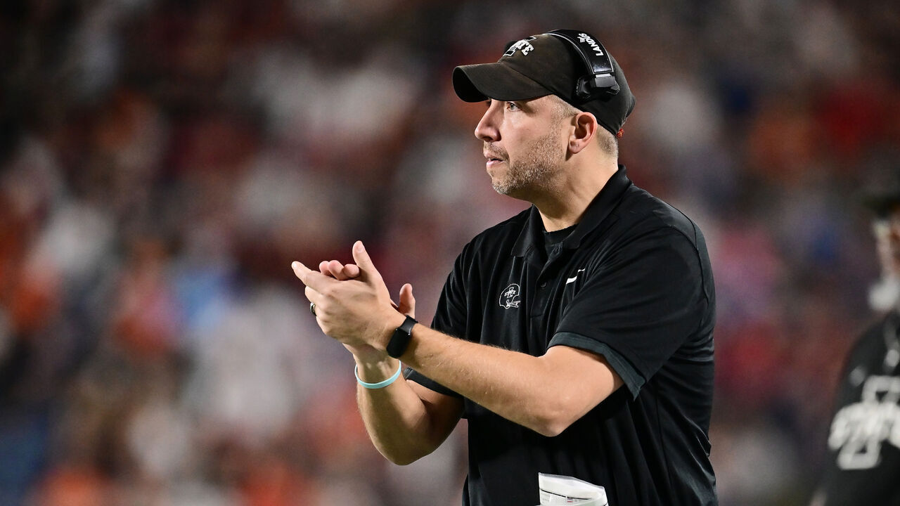 ORLANDO, FLORIDA - DECEMBER 28: Head coach Matt Campbell of the Iowa State Cyclones reacts in the fourth quarter against the Miami Hurricanes during the 2024 Pop-Tarts Bowl at Camping World Stadium on December 28, 2024 in Orlando, Florida.