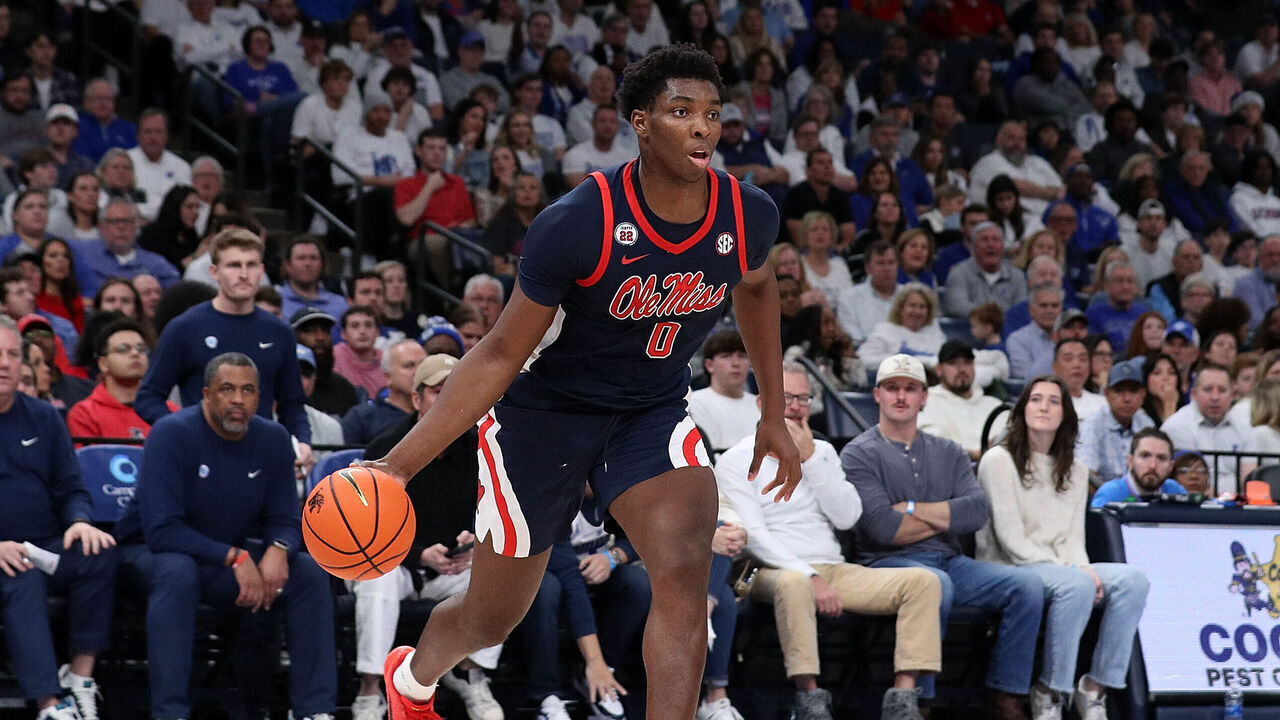 MEMPHIS, TENNESSEE - DECEMBER 28: Malik Dia #0 of the Mississippi Rebels handles the ball during the game against the Memphis Tigers at FedExForum on December 28, 2024 in Memphis, Tennessee.