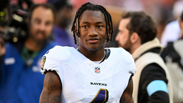 CLEVELAND, OHIO - OCTOBER 27: Zay Flowers #4 of the Baltimore Ravens walks off the field prior to a game against the Cleveland Browns at Huntington Bank Field on October 27, 2024 in Cleveland, Ohio.