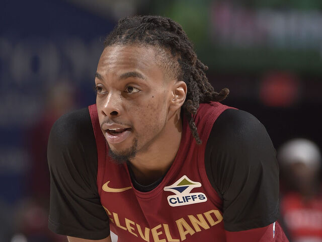 CLEVELAND, OH - JANUARY 9: Darius Garland #10 of the Cleveland Cavaliers looks on during the game against the Toronto Raptors on January 9, 2025 at Rocket Mortgage FieldHouse in Cleveland, Ohio. NOTE TO USER: User expressly acknowledges and agrees that, by downloading and/or using this Photograph, user is consenting to the terms and conditions of the Getty Images License Agreement. Mandatory Copyright Notice: Copyright 2025 NBAE