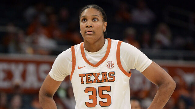 AUSTIN, TX - DECEMBER 11: Texas Longhorns guard Madison Booker (1) sets up for a free throw during game featuring the Southern University Jaguars and Texas Longhorns on December 11, 2024, at the Moody Center in Austin, TX.