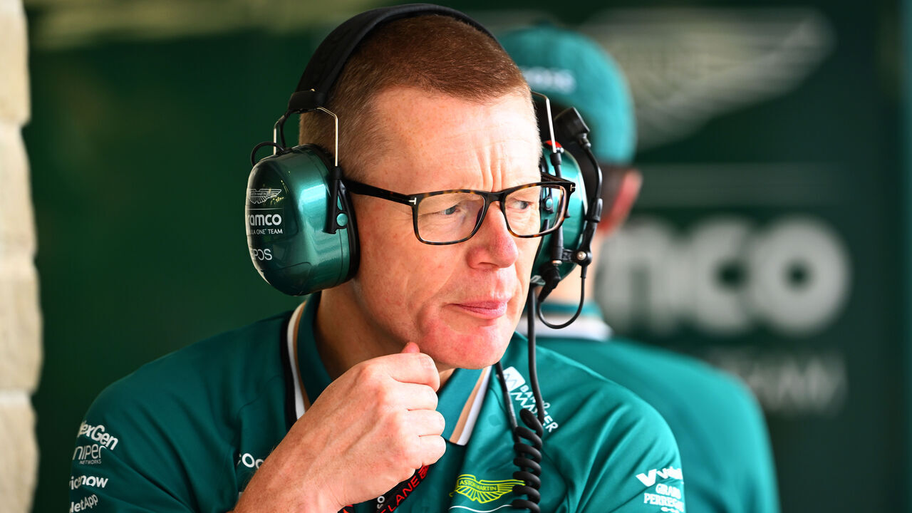 AUSTIN, TEXAS - OCTOBER 18: Andy Cowell, Group CEO at Aston Martin F1 Team looks on in the garage during practice ahead of the F1 Grand Prix of United States at Circuit of The Americas on October 18, 2024 in Austin, Texas.