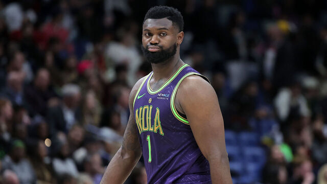 NEW ORLEANS, LOUISIANA - JANUARY 07: Zion Williamson #1 of the New Orleans Pelicans reacts against the Minnesota Timberwolves during a game at the Smoothie King Center on January 07, 2025 in New Orleans, Louisiana.