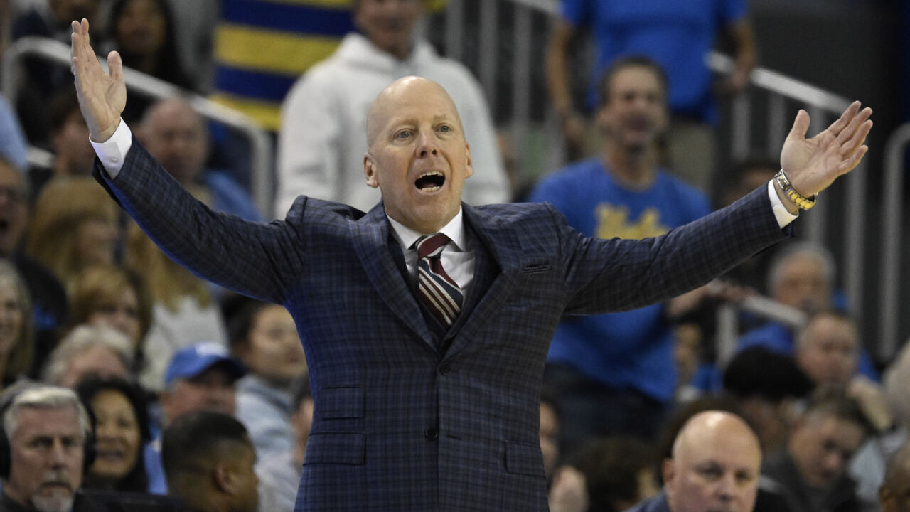 Los Angeles, CA - January 07: Head coach Mick Cronin of the UCLA Bruins reacts against the Michigan Wolverines in the second half of a Men's NCAA basketball game at Pauley Pavilion in Los Angeles on Tuesday, January 7, 2025.