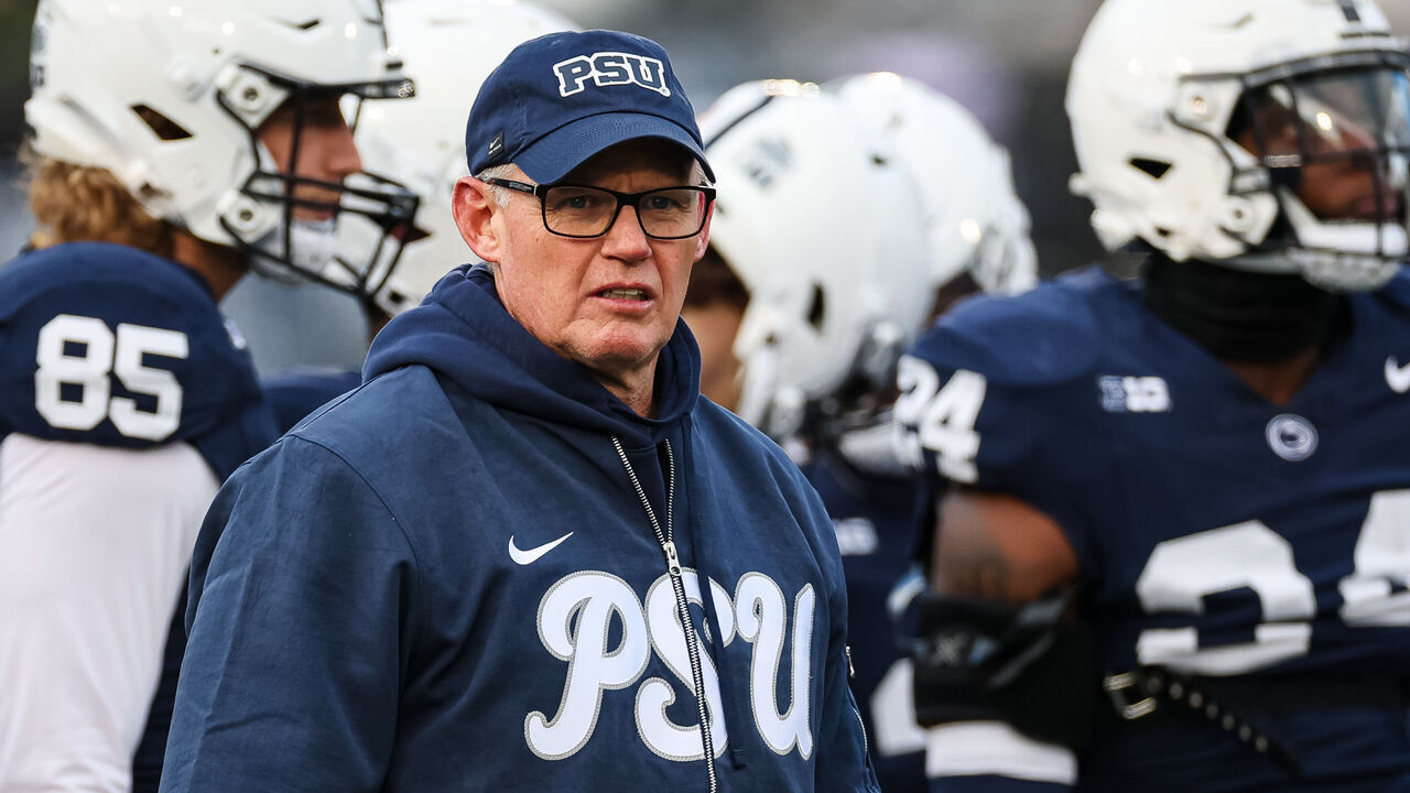 STATE COLLEGE, PA - NOVEMBER 30: Defensive coordinator Tom Allen of the Penn State Nittany Lions looks on before the game against the Maryland Terrapins at Beaver Stadium on November 30, 2024 in State College, Pennsylvania.