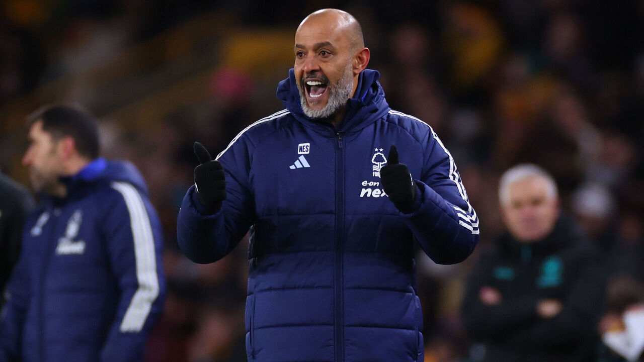 WOLVERHAMPTON, ENGLAND - JANUARY 06: Nuno Espirito Santo the head coach / manager of Nottingham Forest during the Premier League match between Wolverhampton Wanderers FC and Nottingham Forest FC at Molineux on January 06, 2025 in Wolverhampton, England.