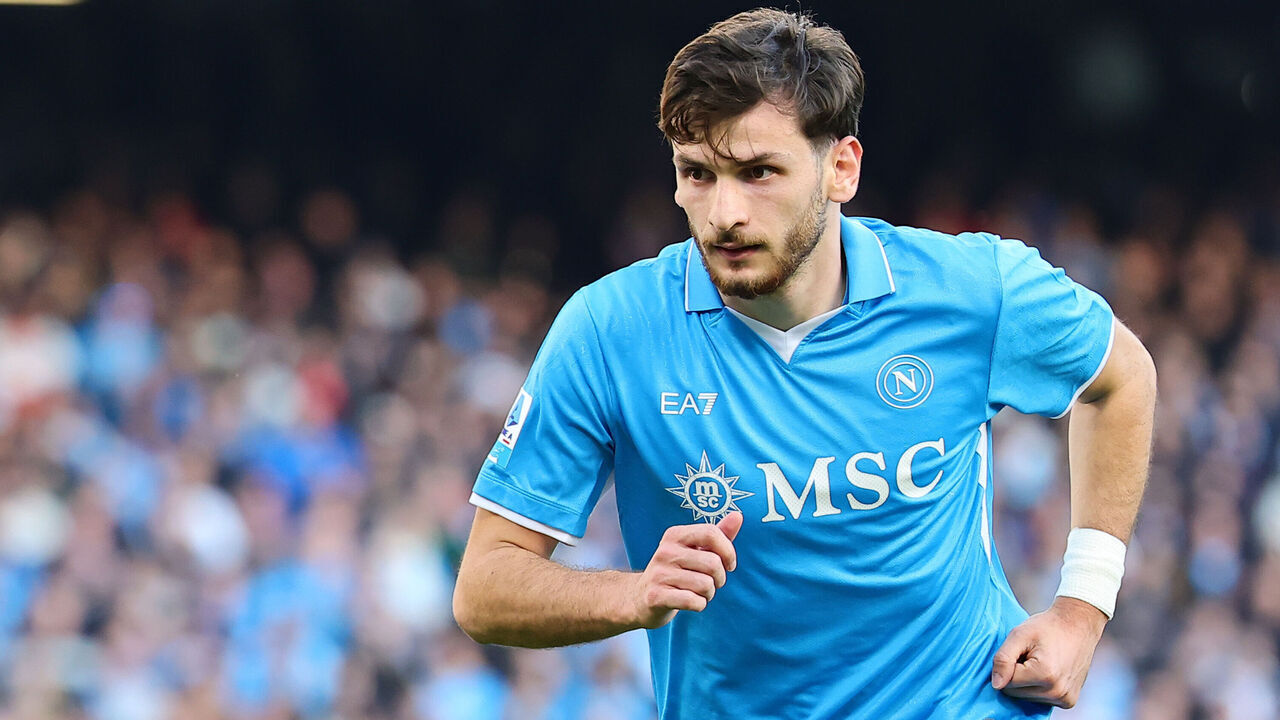 Khvicha Kvaratskhelia of SSC Napoli during the Serie A football match between SSC Napoli and Venezia FC at Diego Armando Maradona stadium in Naples (Italy), December 29th, 2024.